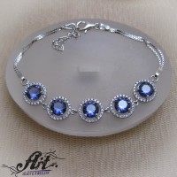 Сребърна гривна с естествен камък танзанит B-468